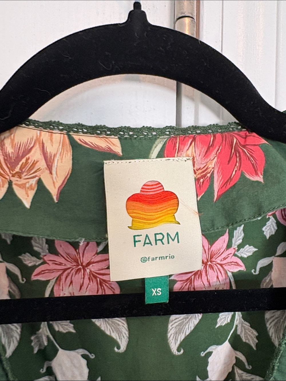 FARM Rio Green Floral Peplum Blouse with Pink and Cream Flowers - Picture 6 of 10